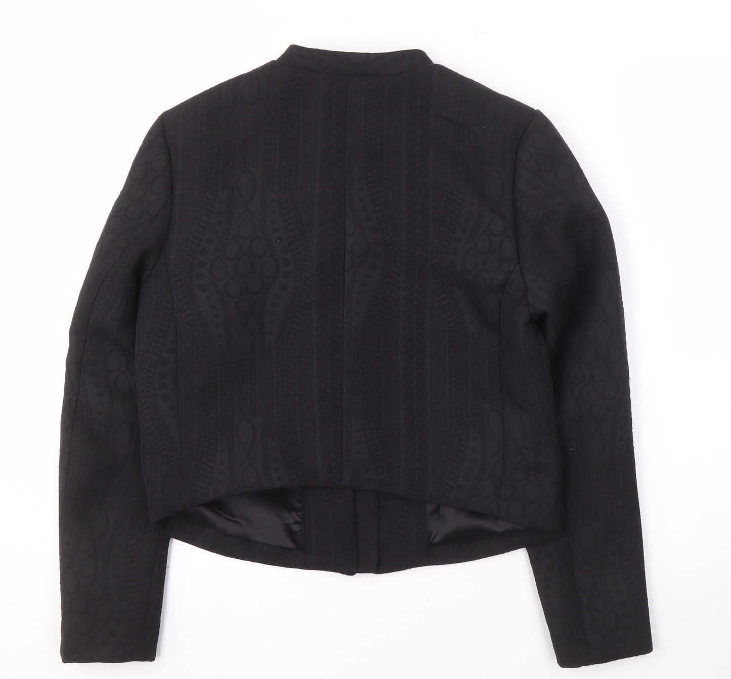 H&M Women's Black Jacket Size 8 with Zipped Pockets