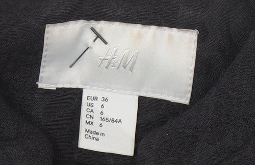 H&M Women's Black Jacket Size 8 with Zipped Pockets