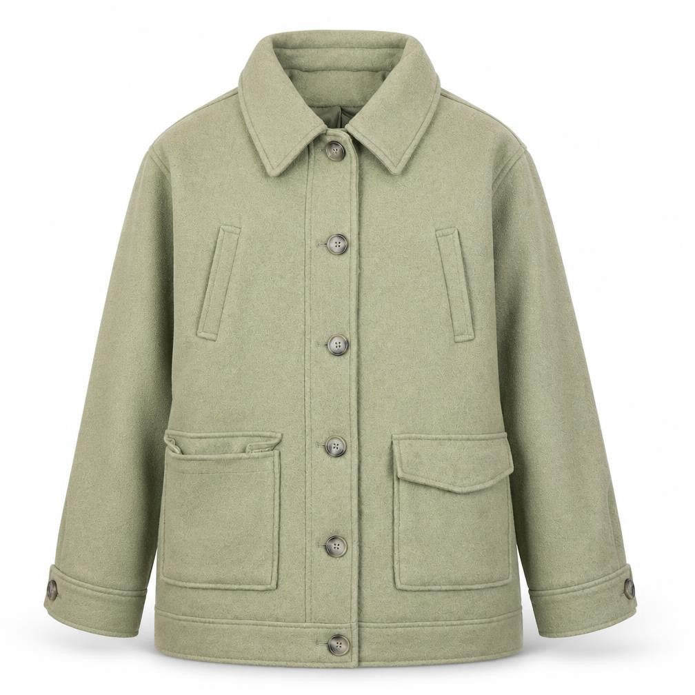 Front view of NA-KD Green Polyester Women's Mid-Length Jacket 10