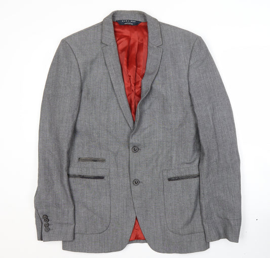 Zara Man Grey Blazer for Men - Size 40, Regular Fit