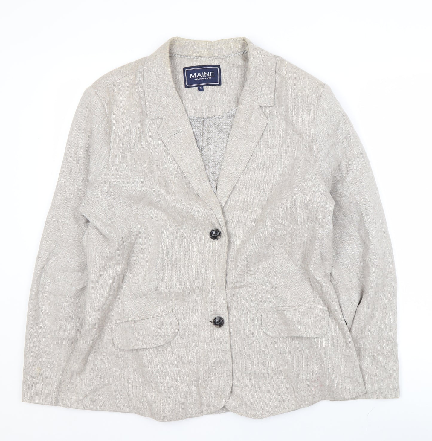 Maine New England Women's Beige Linen Blazer Size 18