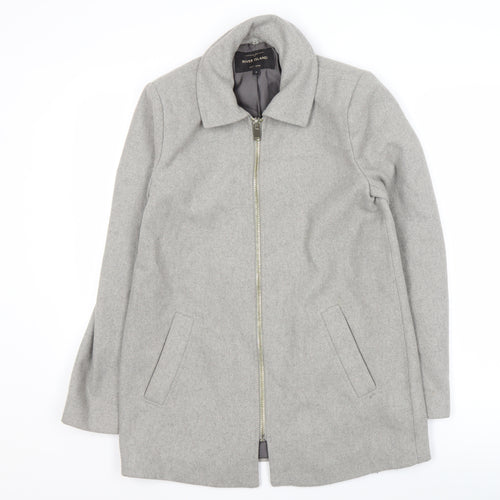 River Island Women's Grey Wool Coat, Size 8, Classic Style