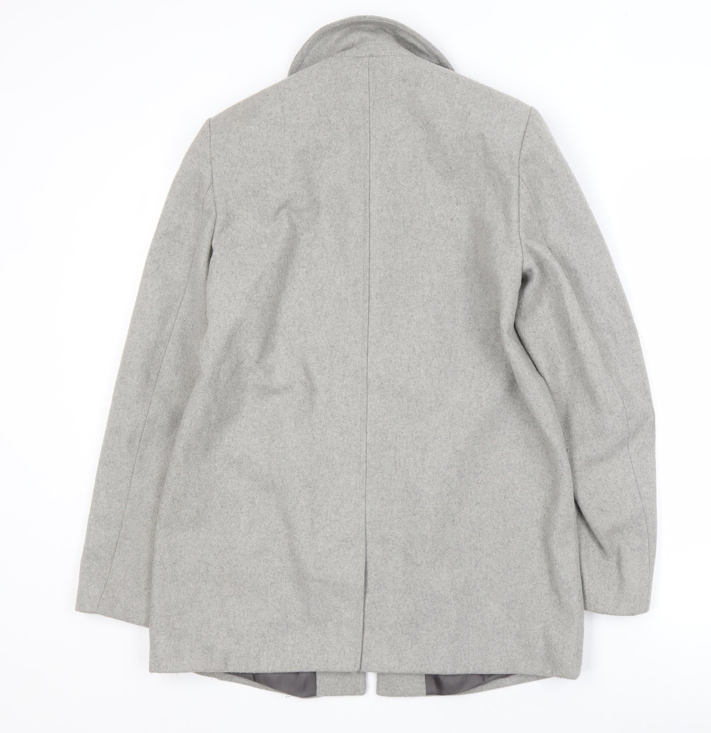 River Island Women's Grey Wool Coat, Size 8, Classic Style