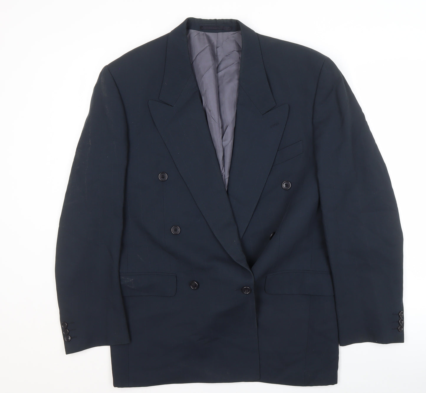 A.W. Trench Men's Blue Wool Blazer, 38L Double-Breasted