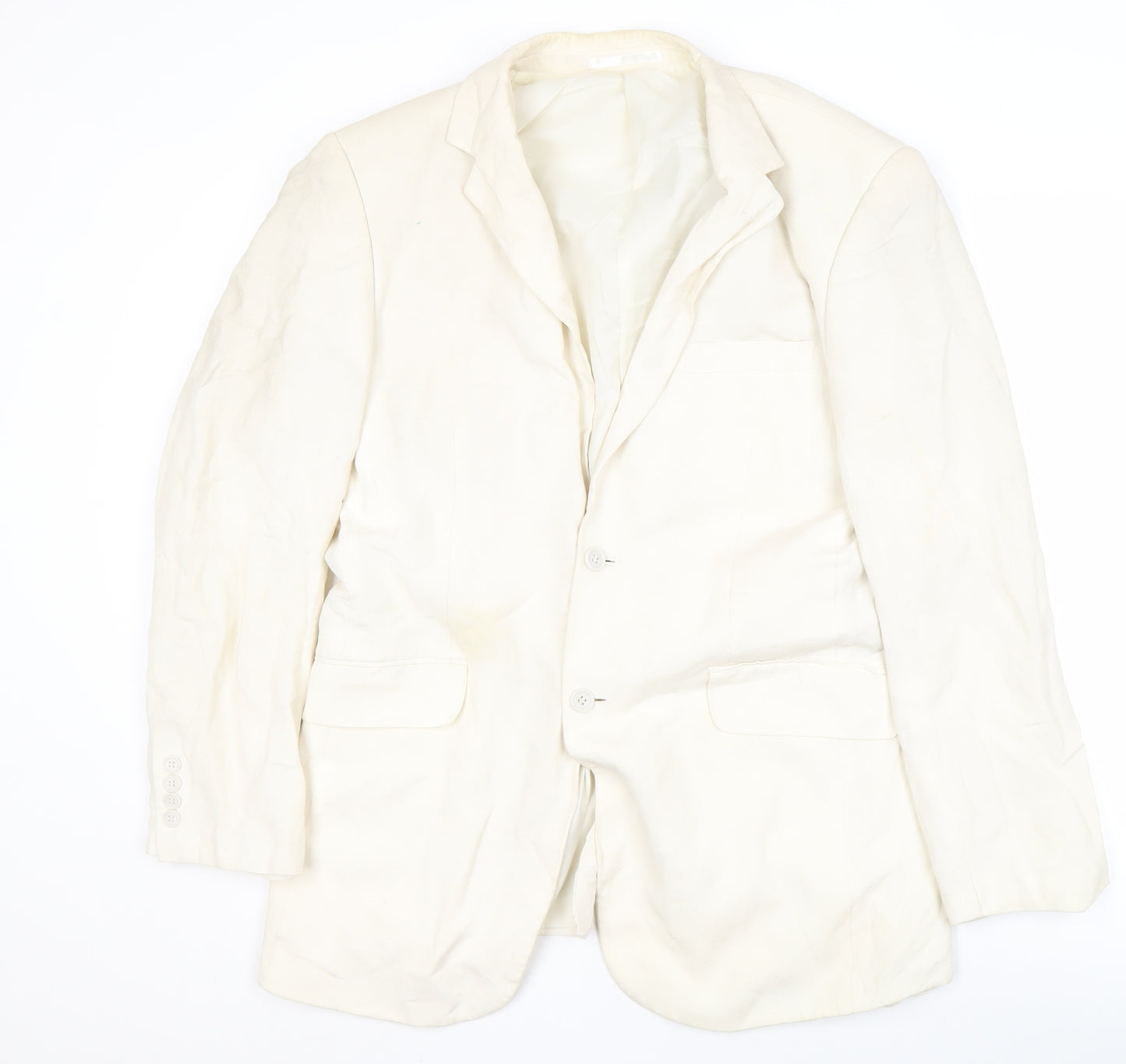 Milan Collection Men's Ivory Linen Blazer 40 Long