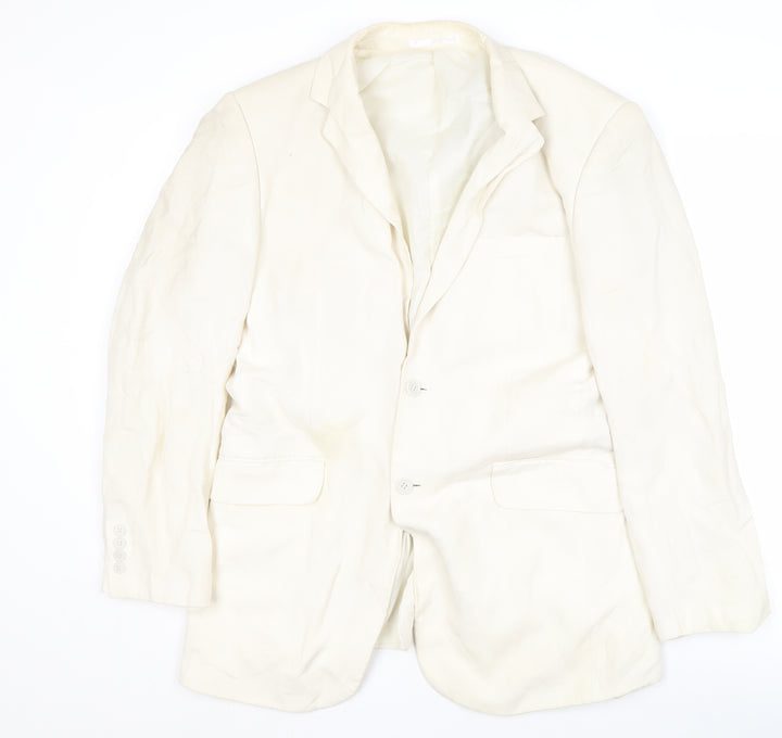 Milan Collection Men's Ivory Linen Blazer 40 Long