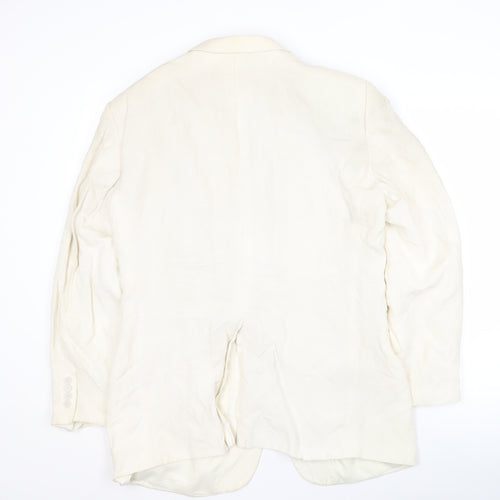 Milan Collection Men's Ivory Linen Blazer 40 Long