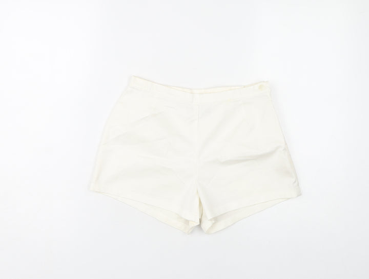 Next Women's White Cotton Blend Casual Shorts UK 10