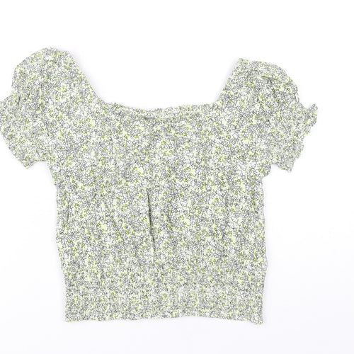 Marks and Spencer Girls' Yellow Floral Cropped Blouse 10-11Y