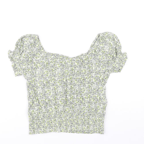 Marks and Spencer Girls' Yellow Floral Cropped Blouse 10-11Y