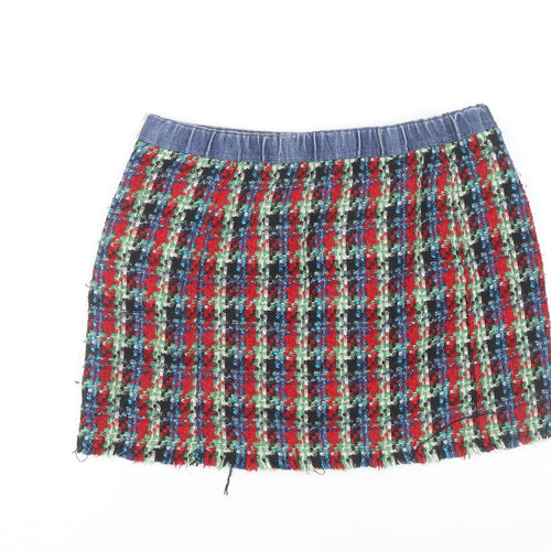 Bershka Women's Multicoloured Tweed Mini Skirt, Size L