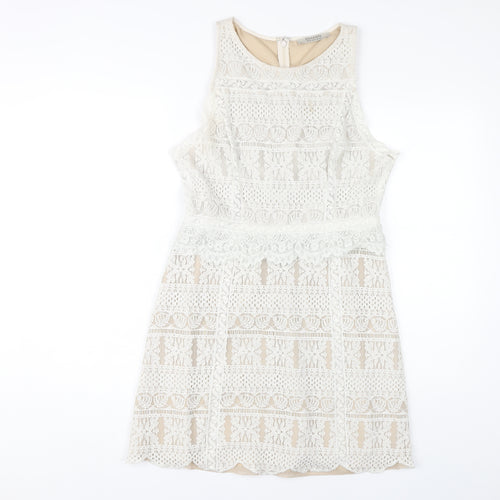 AllSaints Women's White Sheath Lace Dress Size 12