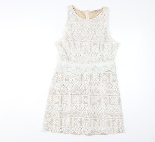AllSaints Women's White Sheath Lace Dress Size 12