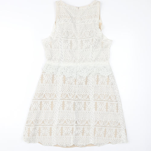 AllSaints Women's White Sheath Lace Dress Size 12