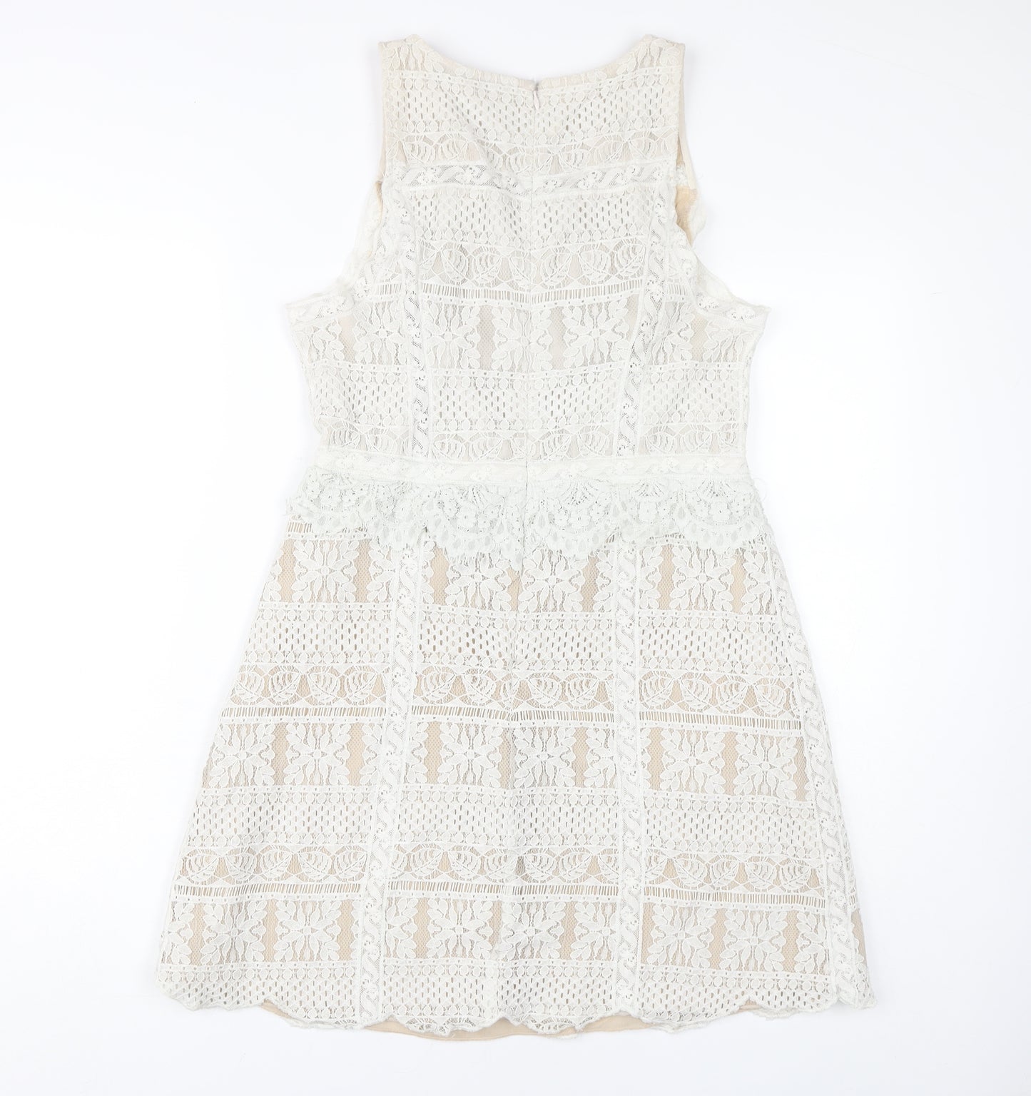 AllSaints Women's White Sheath Lace Dress Size 12