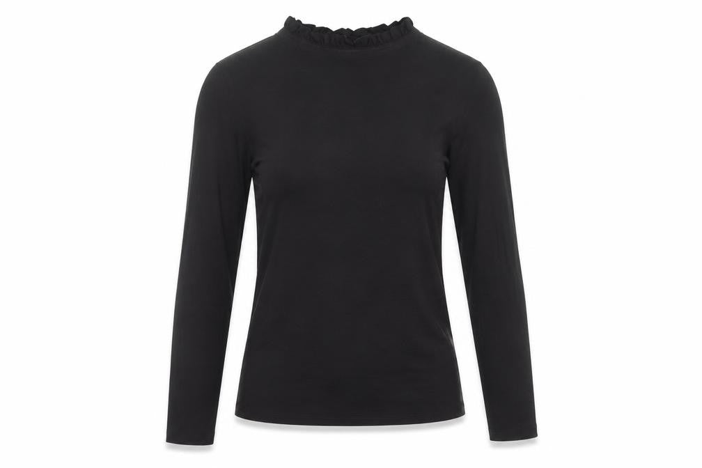 Front view of Oasis Women's Black XS Mock Neck Top