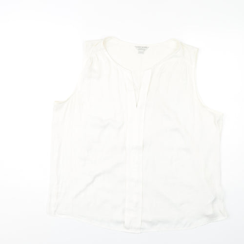 Monsoon White Linen Blend Women's Sleeveless Tank Top