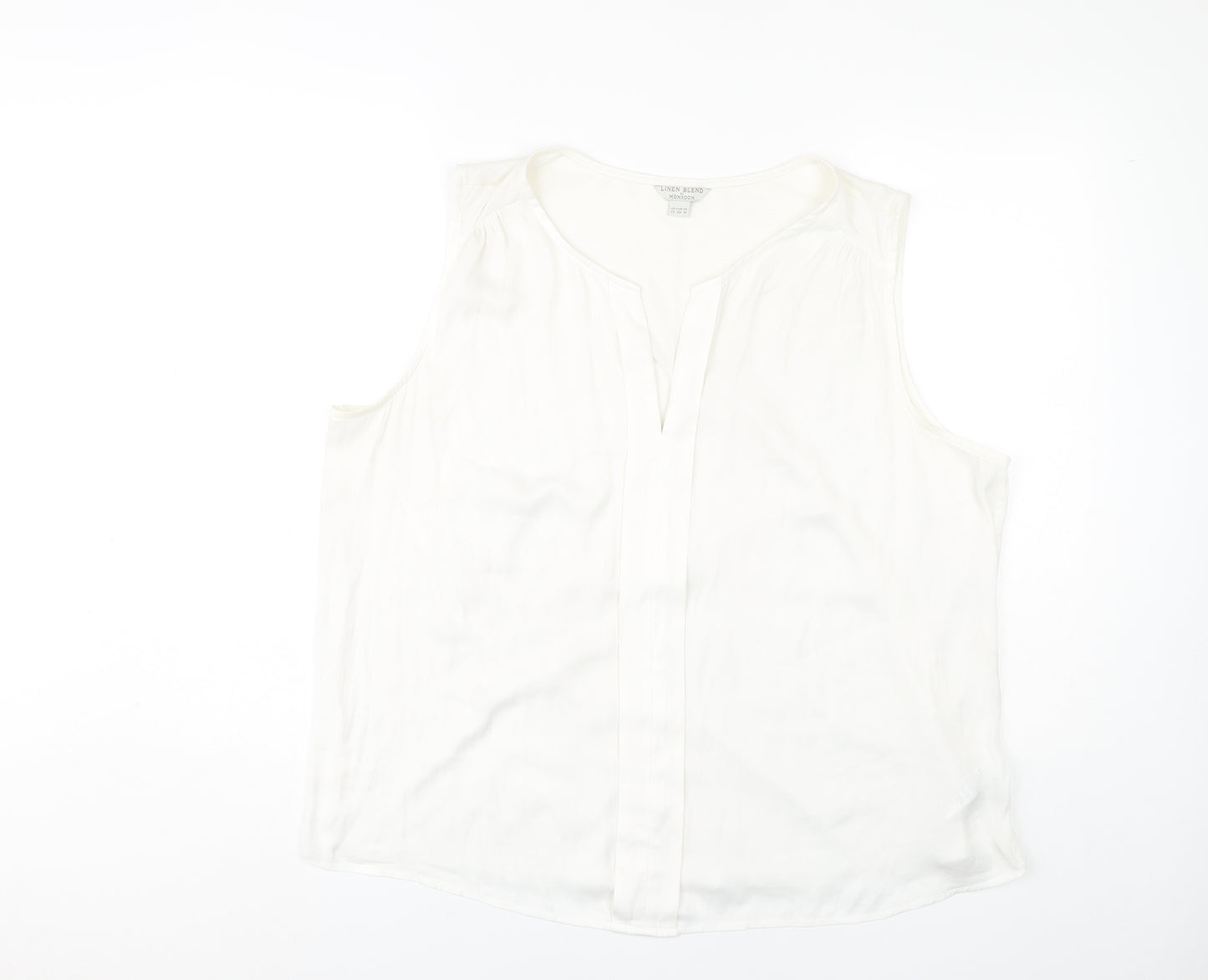 Monsoon White Linen Blend Women's Sleeveless Tank Top