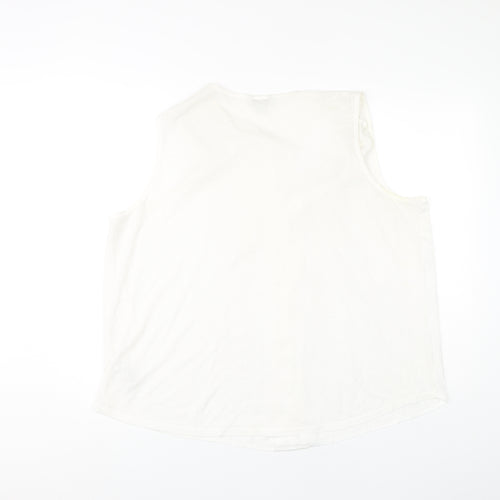 Monsoon White Linen Blend Women's Sleeveless Tank Top