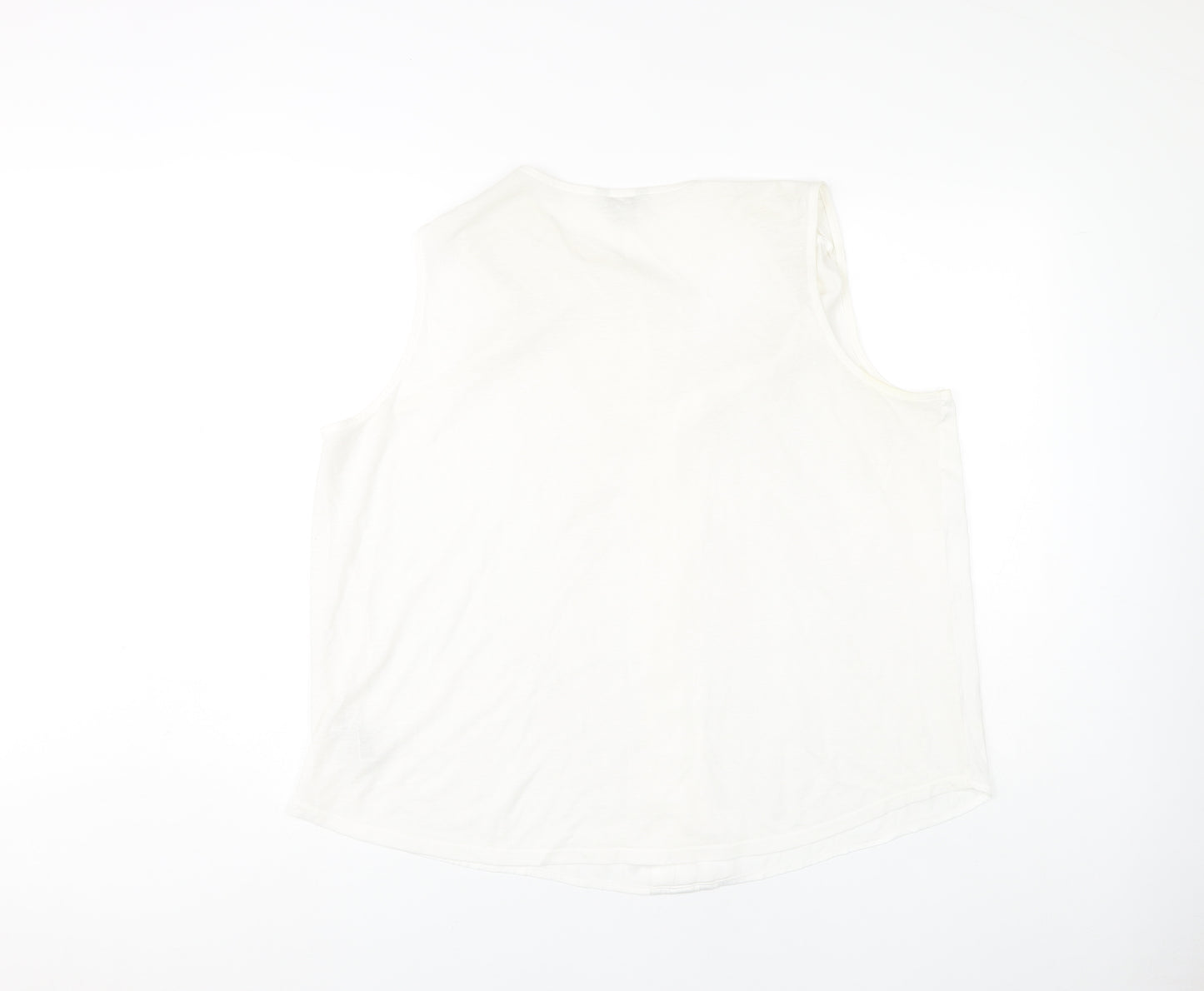 Monsoon White Linen Blend Women's Sleeveless Tank Top