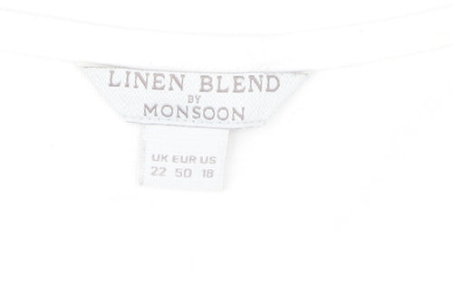 Monsoon White Linen Blend Women's Sleeveless Tank Top