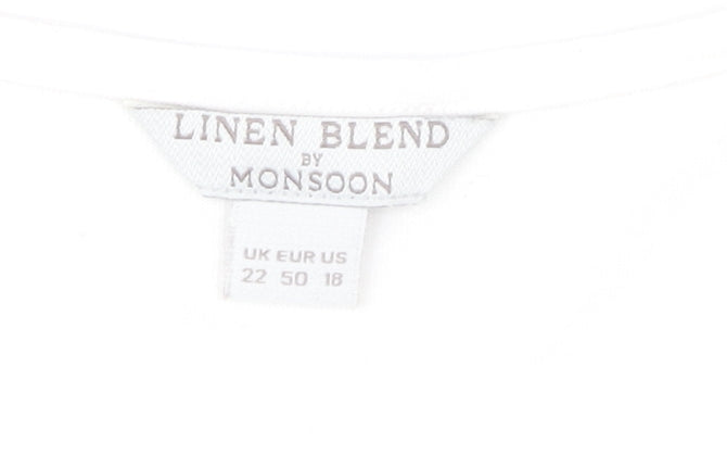 Monsoon White Linen Blend Women's Sleeveless Tank Top