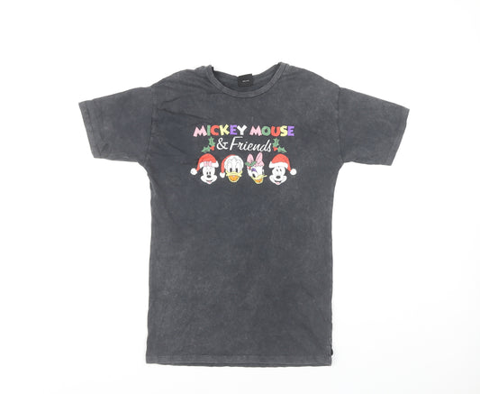 Front view of Disney girls’ black mickey mouse t-shirt 5-6 years