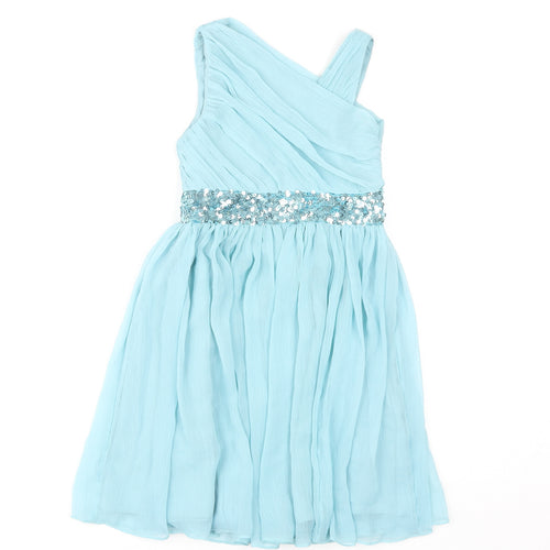 Monsoon Girls Blue A-Line Sequin Dress, 7 Years, Party Ready