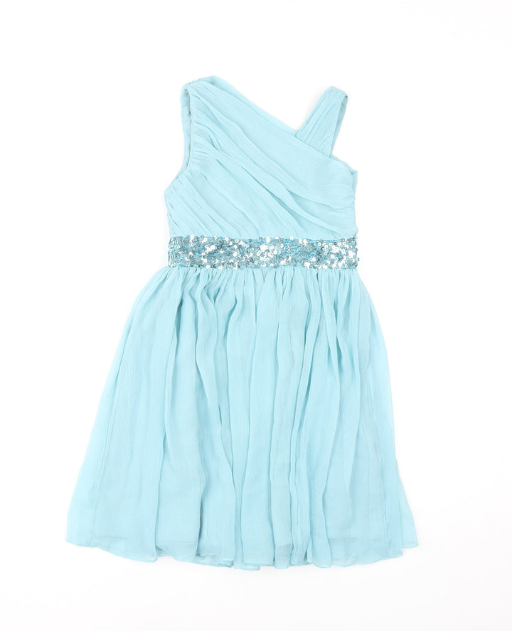 Monsoon Girls Blue A-Line Sequin Dress, 7 Years, Party Ready