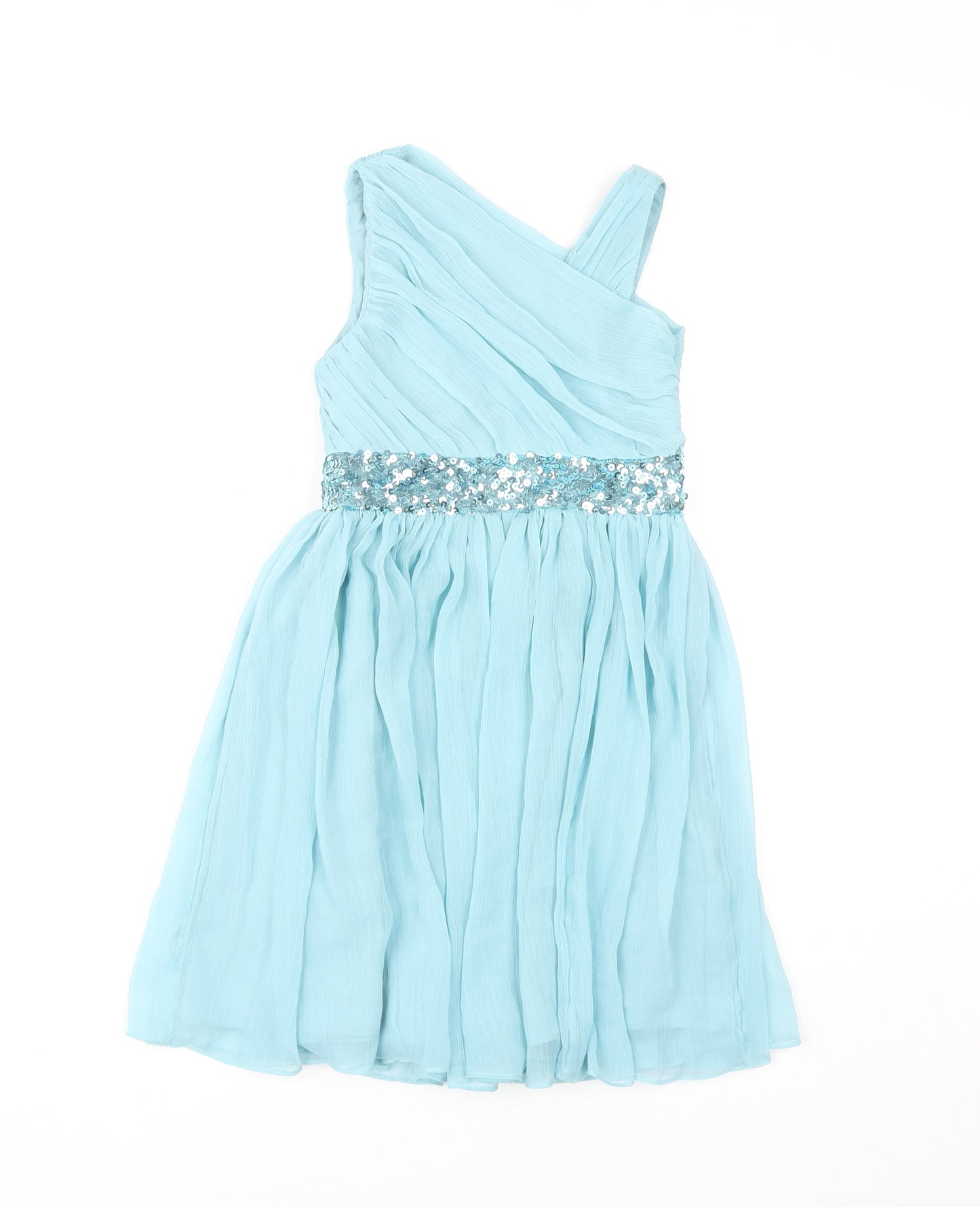 Monsoon Girls Blue A-Line Sequin Dress, 7 Years, Party Ready