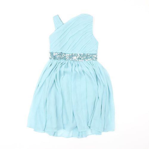 Monsoon Girls Blue A-Line Sequin Dress, 7 Years, Party Ready
