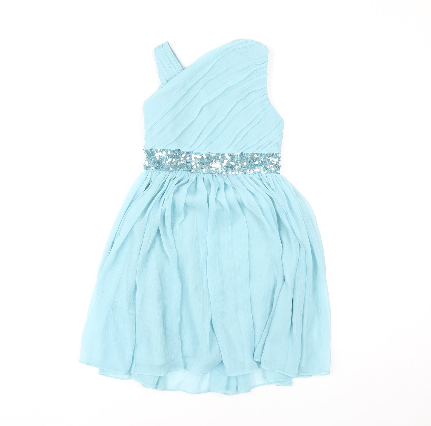 Monsoon Girls Blue A-Line Sequin Dress, 7 Years, Party Ready