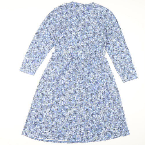 Lands' End Women's Blue Floral Midi Wrap Dress M