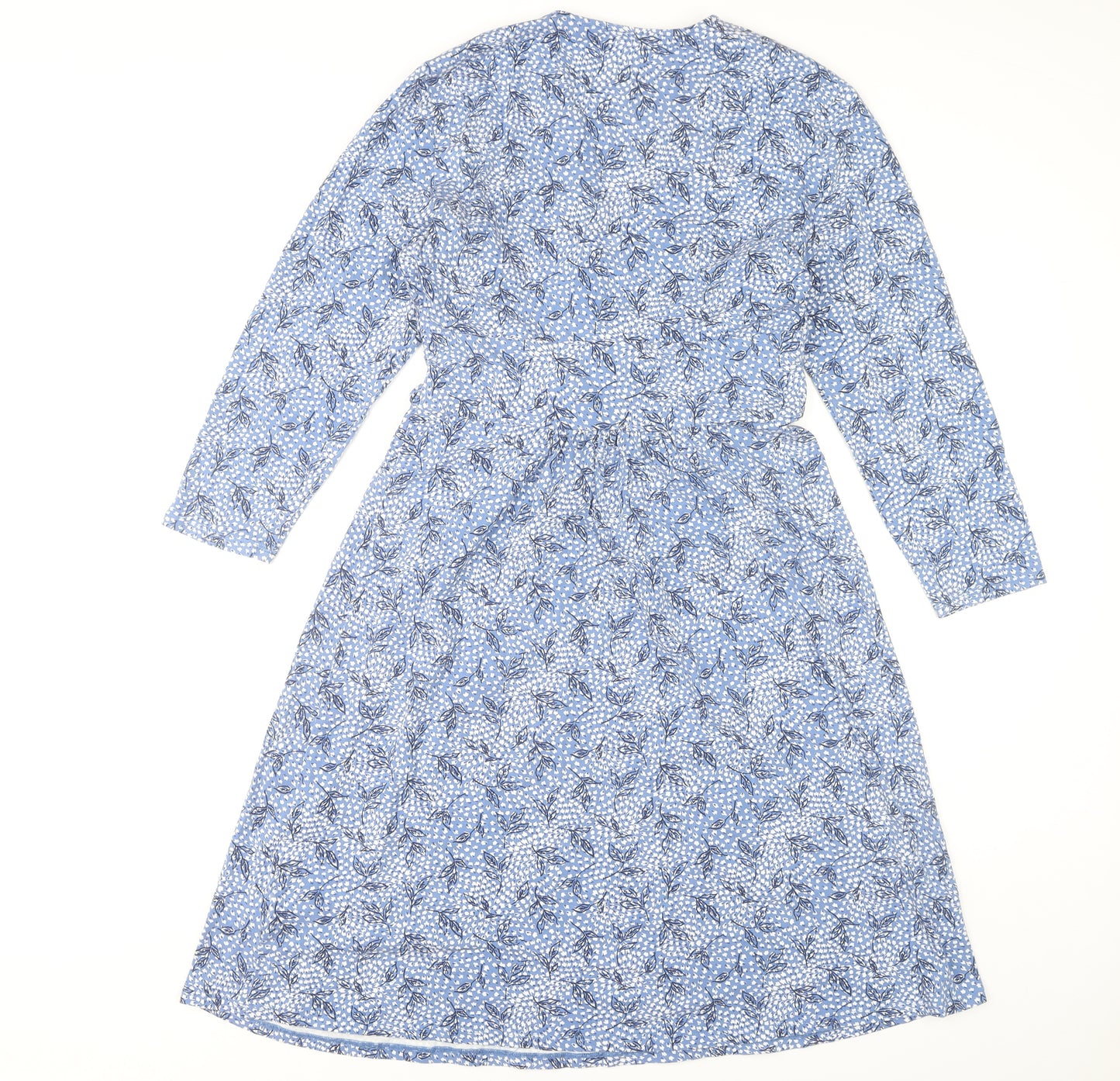 Lands' End Women's Blue Floral Midi Wrap Dress M