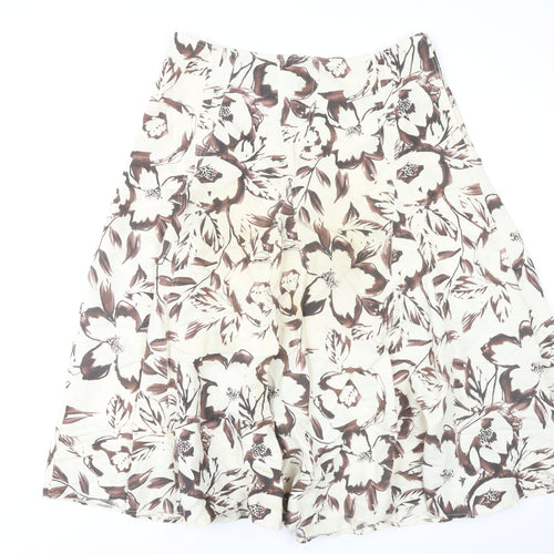 Marks and Spencer Women's Brown A-Line Floral Skirt
