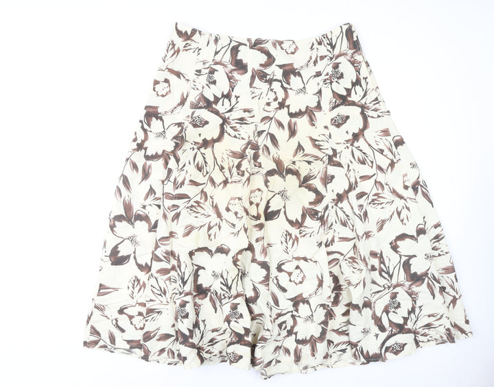 Marks and Spencer Women's Brown A-Line Floral Skirt