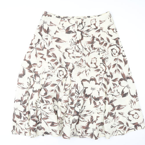 Marks and Spencer Women's Brown A-Line Floral Skirt