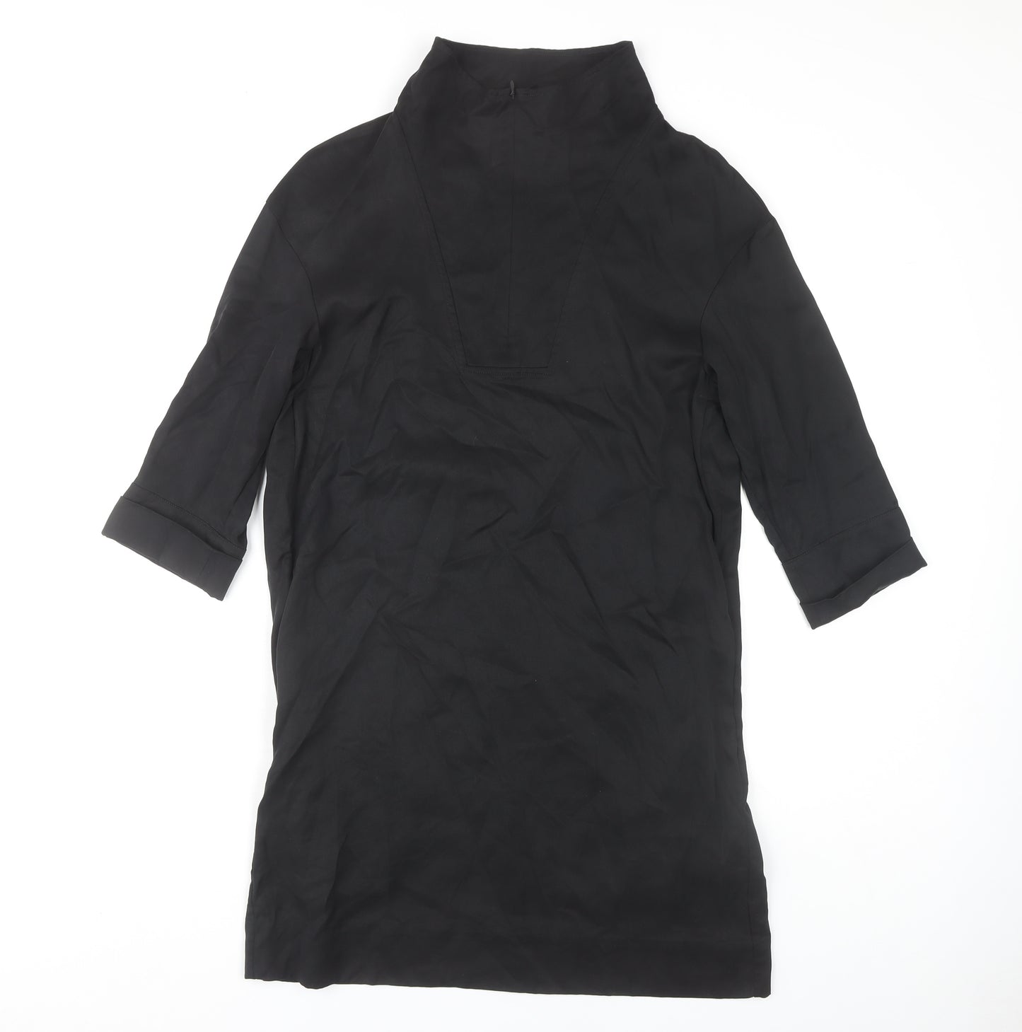 COS Women's Black 3/4 Sleeve High Neck Dress Size 4