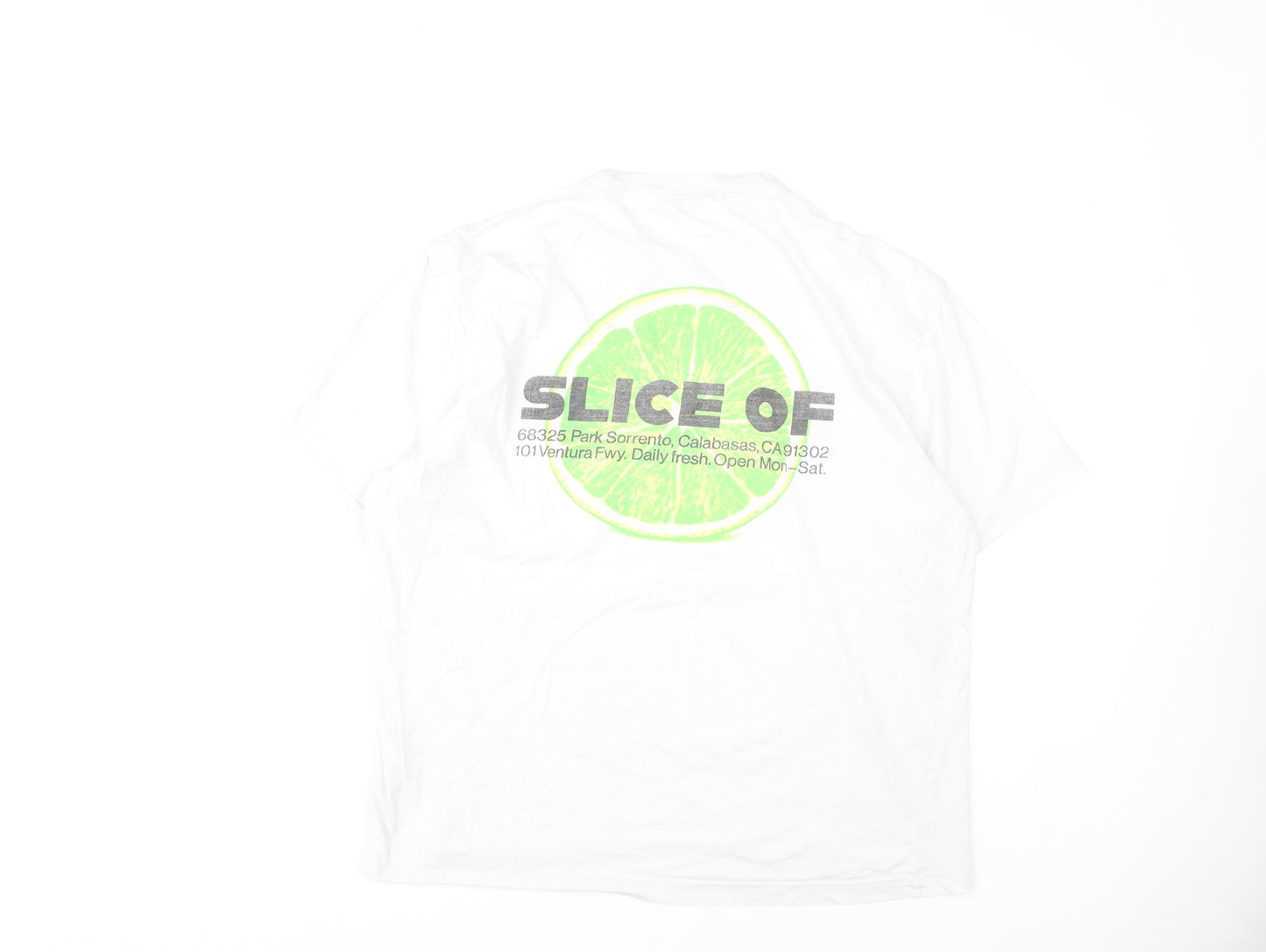H&M Men's White Graphic Print Relaxed T-Shirt L