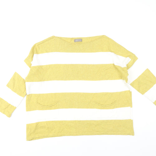 First Avenue Women's Yellow Striped Pullover Jumper S/M