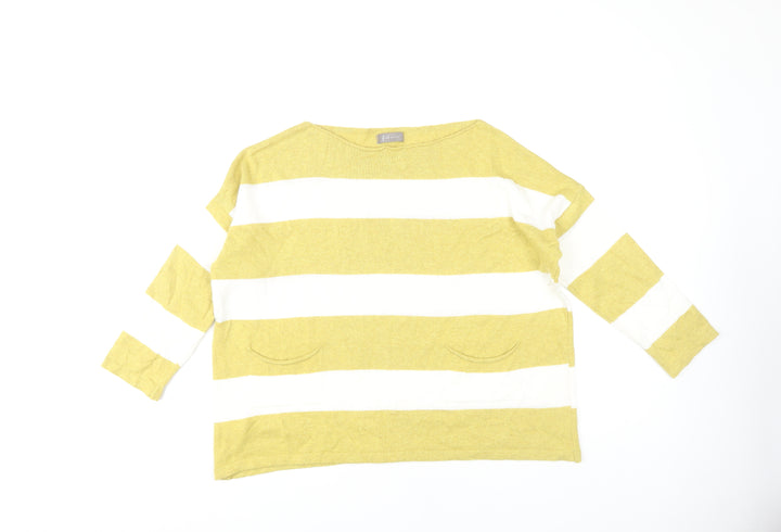 First Avenue Women's Yellow Striped Pullover Jumper S/M