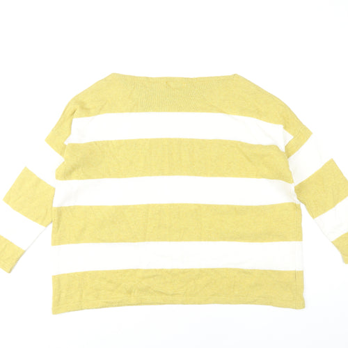 First Avenue Women's Yellow Striped Pullover Jumper S/M