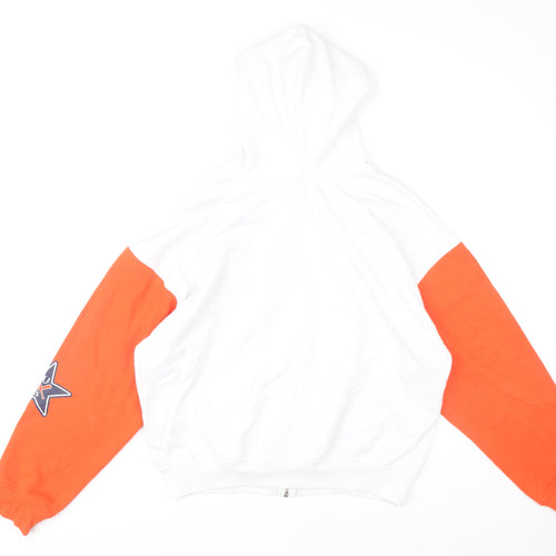 H&M Unisex White & Orange Full Zip Hoodie M