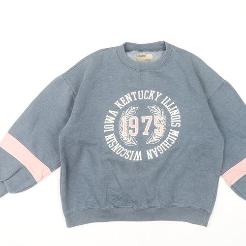 Pull&Bear Women's Blue XS Logo Sweatshirt