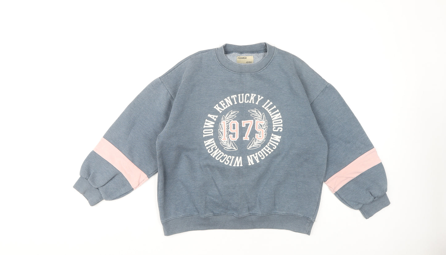 Pull&Bear Women's Blue XS Logo Sweatshirt