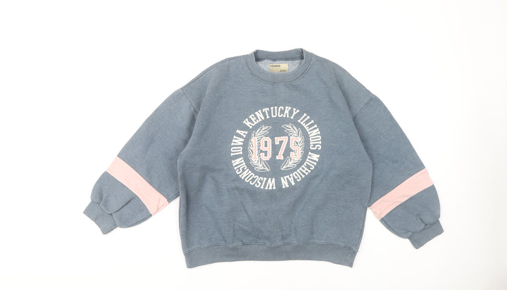 Pull&Bear Women's Blue XS Logo Sweatshirt