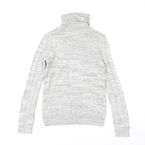 H&M Women's Grey Roll Neck Cable-Knit Pullover XS