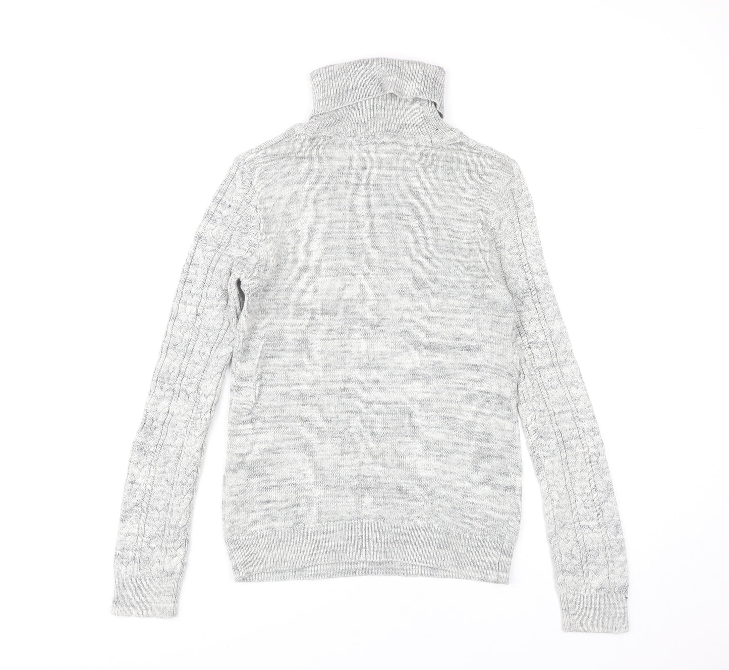 H&M Women's Grey Roll Neck Cable-Knit Pullover XS