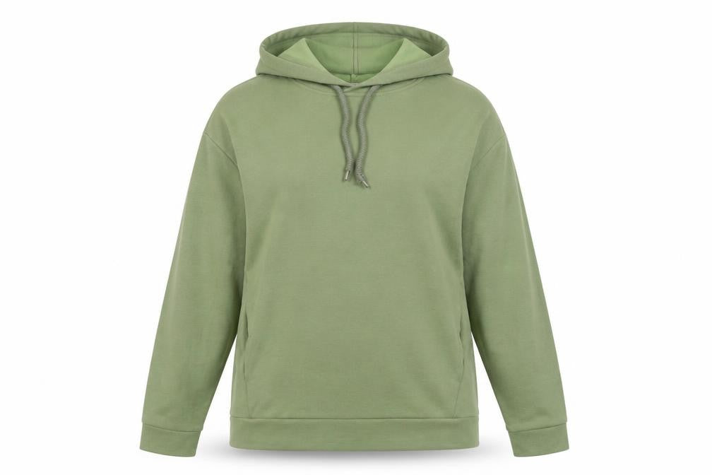 Front view of Stradivarius Women's Green L Pullover Hoodie