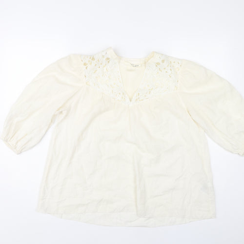 H&M Women's Ivory Crochet Blouse Size 6